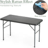 Folding Garden Table Rattan Effect Outdoor Camping Dining 4 Seater 4ft Christow