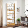 5 Tier Wall Mounted Storage Shelf Bookshelf Magazine Rack Bamboo Wood Shelf Unit