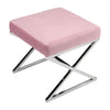 Velveteen Pouffe Chairs X-Shape Legs Footrest Ottoman Vanity Dressing Seat Stool