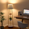 3-Tier Shelf Floor Lamp w/Shade Standing Light Open Shelves Storage Living Room