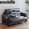 Black Ergonomics 2 Seater Sofa Modern High Back Fabric Couch Wood Legs 2 Pockets