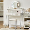 LED Mirror Dressing Table Makeup Desk Wooden Chair 2 Drawers W/Metal Leg