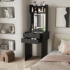 Dressing Vanity Table 2 Drawers Desk with LED Light Mirror Fold-up Side Panel
