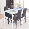 Rectangular White Marble Effect Tempered Glass Dining Table Dining Room Kitchen