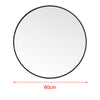 60cm Black Metal Framed Mirror Round Wall Mounted Mirror Bathroom Makeup Dress