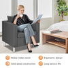 Upholstered Single Sofa Chair Grey PU Leather Leisure Single Armchair w/Pillow