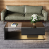 Coffee Table with LED Light, High-Gloss Black With Drawer Living Room Furniture