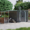 9 X 5.5ft Galvanized Metal Garden Storage Bike Tools Shed w/ Open Shed BBQ Party