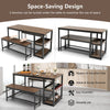 3 PCS Dining Table Set Kitchen Table & 2 Benchs w/ Storage Shelves Space-Saving