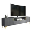 200cm TV Unit – Fluted Fronts, 2 Doors, Drawer, Gold Legs & Handles, Modern Luxe