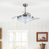 42'' LED Ceiling Fan Light Luxury Crystal Chandelier Dimmable 3-Color w/Remote