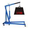 Blue Workshop 2 Ton Hydraulic Engine Crane Folding Hoist Lift Jack Stand Wheels