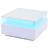 Coffee Table with LED Lights Storage Tea Table High Gloss White for Living Room