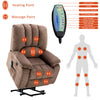 Armchair Electric Massage Power Lift Recliner Chair Single Sofa Brown Fabric