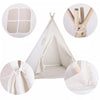 Large Canvas Kids Teepee Tent Play House Childrens Camping Wigwam with Floor Mat