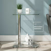 2-Tiers Clear Glass Sofa Side/End Coffee Table Chrome Nightstand Living Bedroom