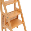 Wooden Chair/Step Stool 4-Step Reversible Folding Library Ladder