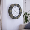 34cm Garden Outdoor Stone Wall Clock w/ Thermometer & Hygrometer Arabic Numerals