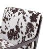 Black White Cow Print Velvet Upholstered Armchair With Solid Wooden Frame & Arm