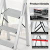 3-Step Ladder Aluminum Portable Folding Step Stool Household Ladder Non-Slip