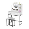 Modern Dressing Table Set with LED Lighted Mirror Stool Drawers Shelves Bedroom