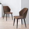 Set of 2 Faux PU Leather Brown Chairs Seat Dining Room Restaurant with Metal Leg