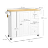 Rolling Kitchen Island with Drop Leaf, 3 Drawers and Spice Rack, White