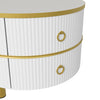 Round Coffee Table with Drawer For Living Room Nest of Side Table Set of 2 White