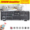 2000W Digital Power Amplifier bluetooth Stereo HiFi Audio 2CH USB SD FM Home Car