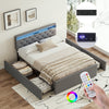 4ft6 Ottoman Storage Bed Frame With USB Port & Led Light & Bluetooth Speaker Atu