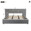 6ft Super King Bed Frame with LED, Wide Headboard, Hydraulic Ottoman Storage Bed
