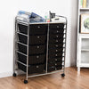 Black 15 Drawer Make Up Mobile Home Office Beauty Salon Portable Storage Trolley