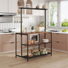 Kitchen Island Counter Top Breakfast Bar Dining Table Along 5 Tiers Storage Rack