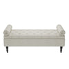 Beige Upholstered Storage Bench Linen & Cotton, Tufted Design with Pillows