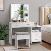 4 Drawers White Dressing Table Set Makeup Desk with Mirror Stool Shelf Storage