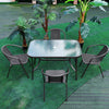 2 4 6 x Stackable Outdoor Chairs Poly Rattan Black Patio Garden Dining Seats UK
