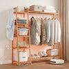 Heavy Duty Wooden Clothes Rail Rack Garment Hanging Stand Corner Open Wardrobe