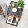 Double Layer Tempered Glasses Side End Table Square Nightstand Cabinet Office UK