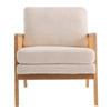 Upholstered Velvet Rattan Armchair Mid-Century Modern Wooden Frame Leisure Chair