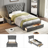 DOUBLE BED WITH STORAGE VELVET UPHOLSTERED BED FRAME WITH HEADBOARD, 4 DRAWERS