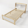 3ft Single Bed Solid Wooden Bed Frame with Storage Headboard for Kids Teenagers