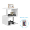 High Gloss Side End Table Storage Shelves Bedside Table 2 Tier White LED S-Shape