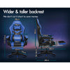 Gaming Office Chair 12 RGB LED Massage Computer Seat Footrest Blue