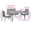 LAPOOH 4 Piece Garden Dining Set with Cushions Black Poly Rattan,Garden O5L3
