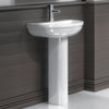 Bathroom 500mm Ceramic Wash Basin & Full Pedestal Modern Round 1 Tap Hole Sink
