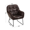Distressed Faux Leather Armchair Metal Frame Single Sofa Tub Accent Chair Lounge