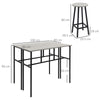 6 Piece Industrial Bar Table Set 2 Kitchen Breakfast 4 Stools Grey Chair Seat