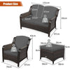 5 PCS Patio Furniture Set Outdoor Rattan Conversation Sofa Set Removable Cushion