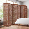 Bedroom Carved Privacy Screen 6-Panel Room Divider-Walnut