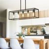 Matte Black 5-Light Chandelier Light Linear Lighting Hanging lamp Bar Restaurant